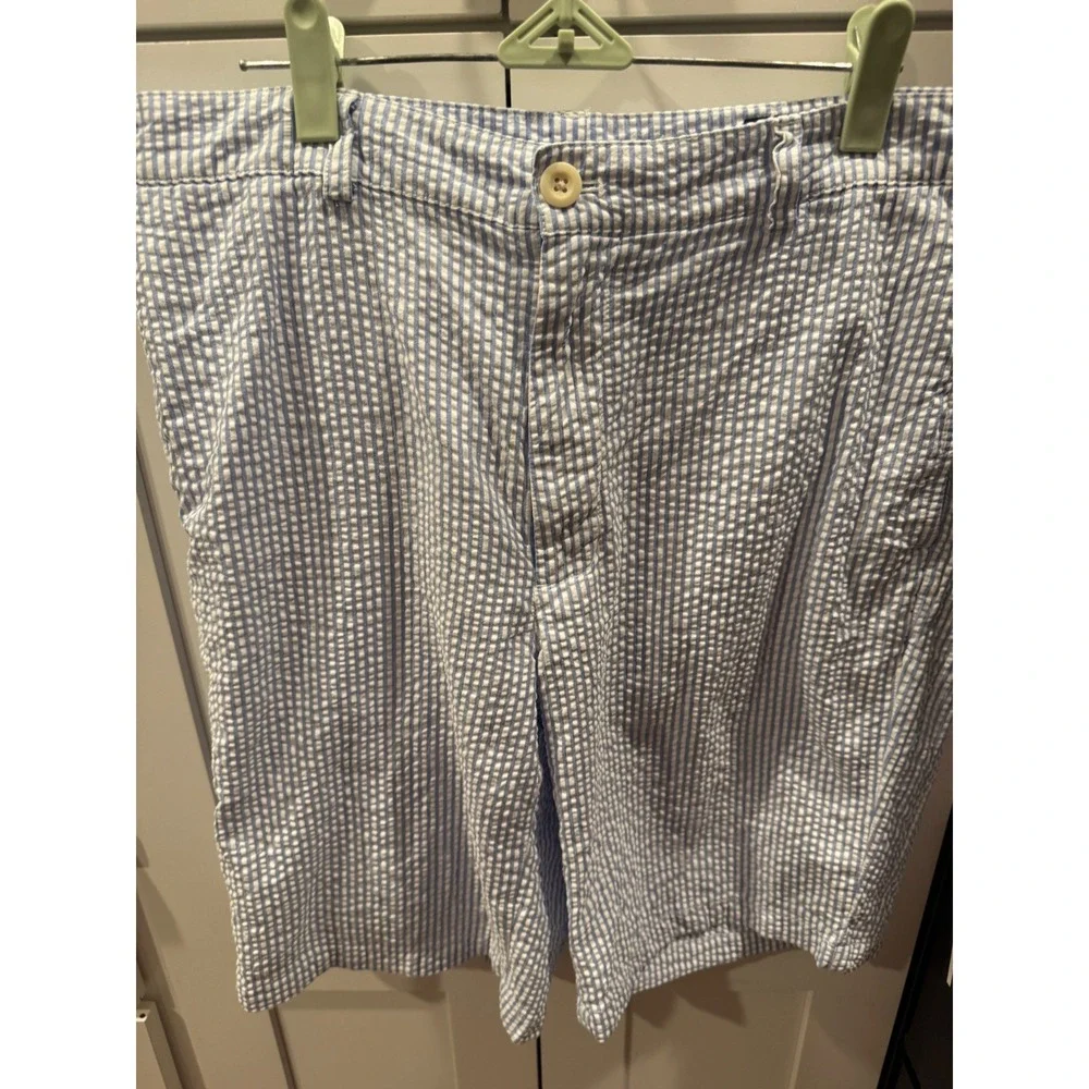 Vineyard Vines Mens Blue‎ White Striped Seersucker Shorts Size 34 Cotton Preppy
